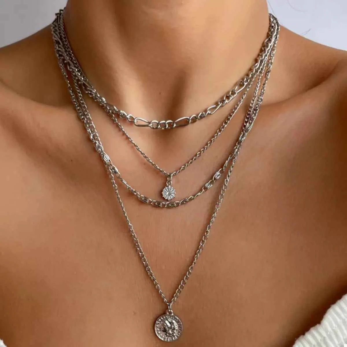 Four Layered Pendant Necklace