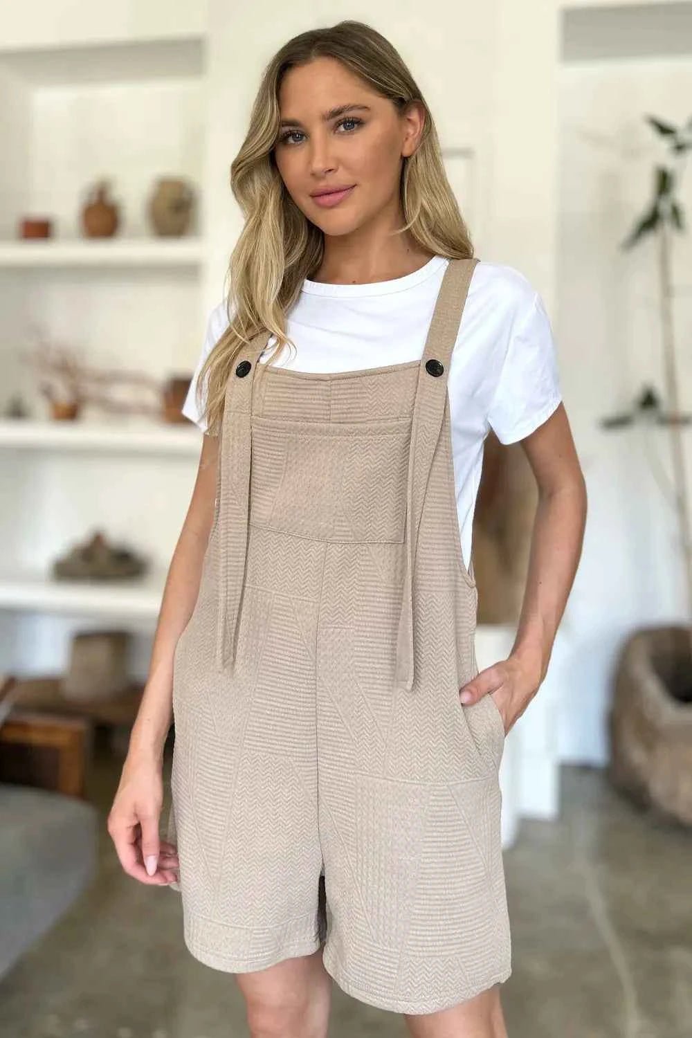 Double Take Textured Sleeveless Romper