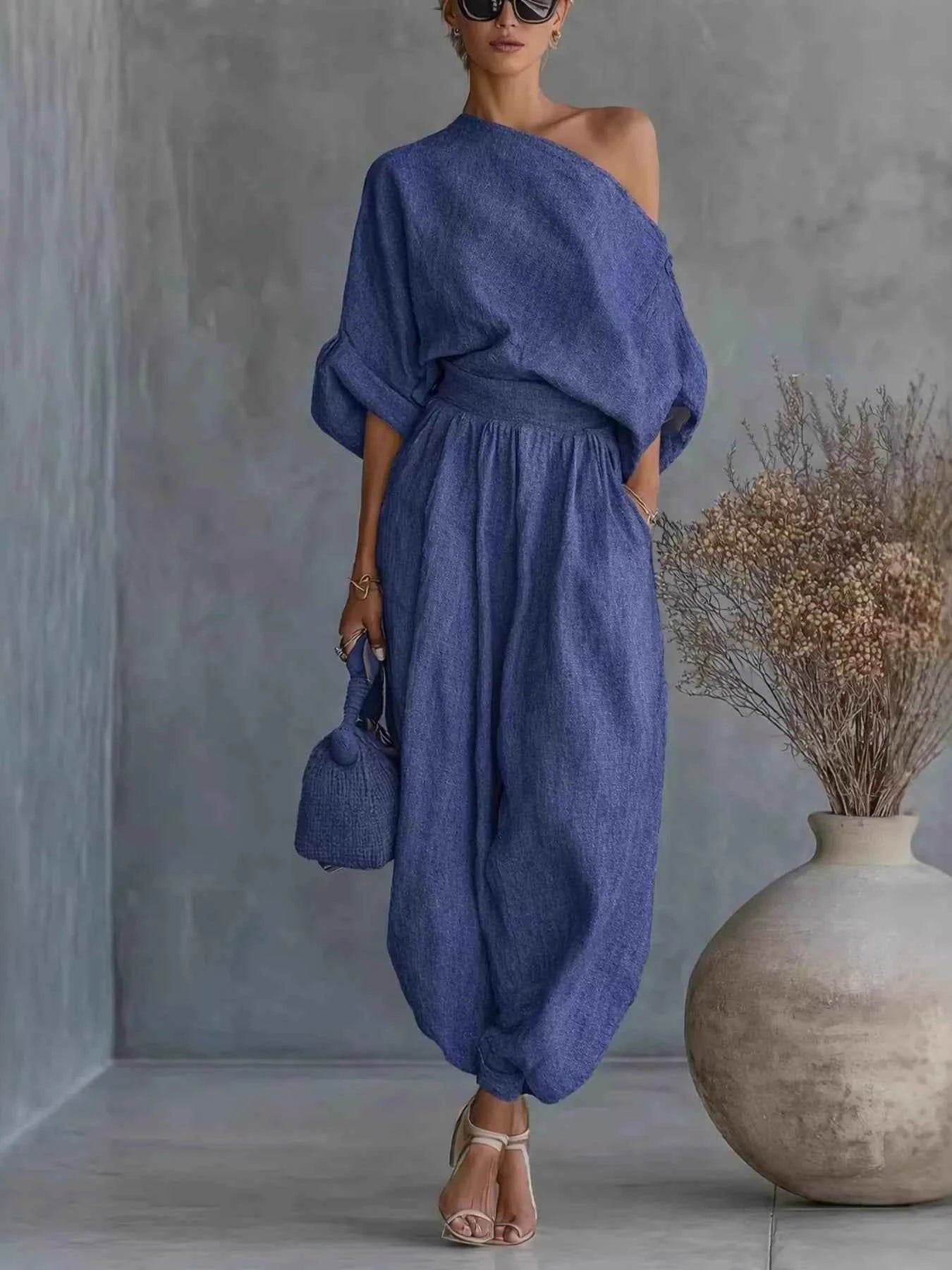 One-Shoulder Top and Joggers Set