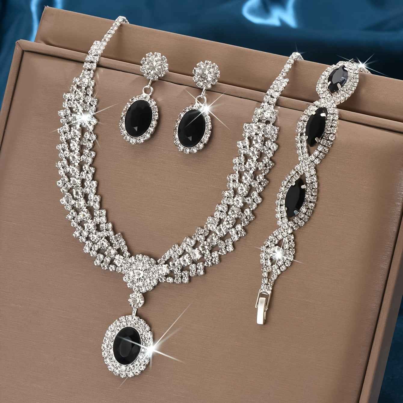 Elegant Sapphire Four-Piece Necklace Set
