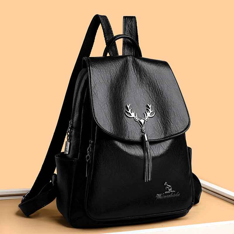 Women's Soft Leather School Backpack