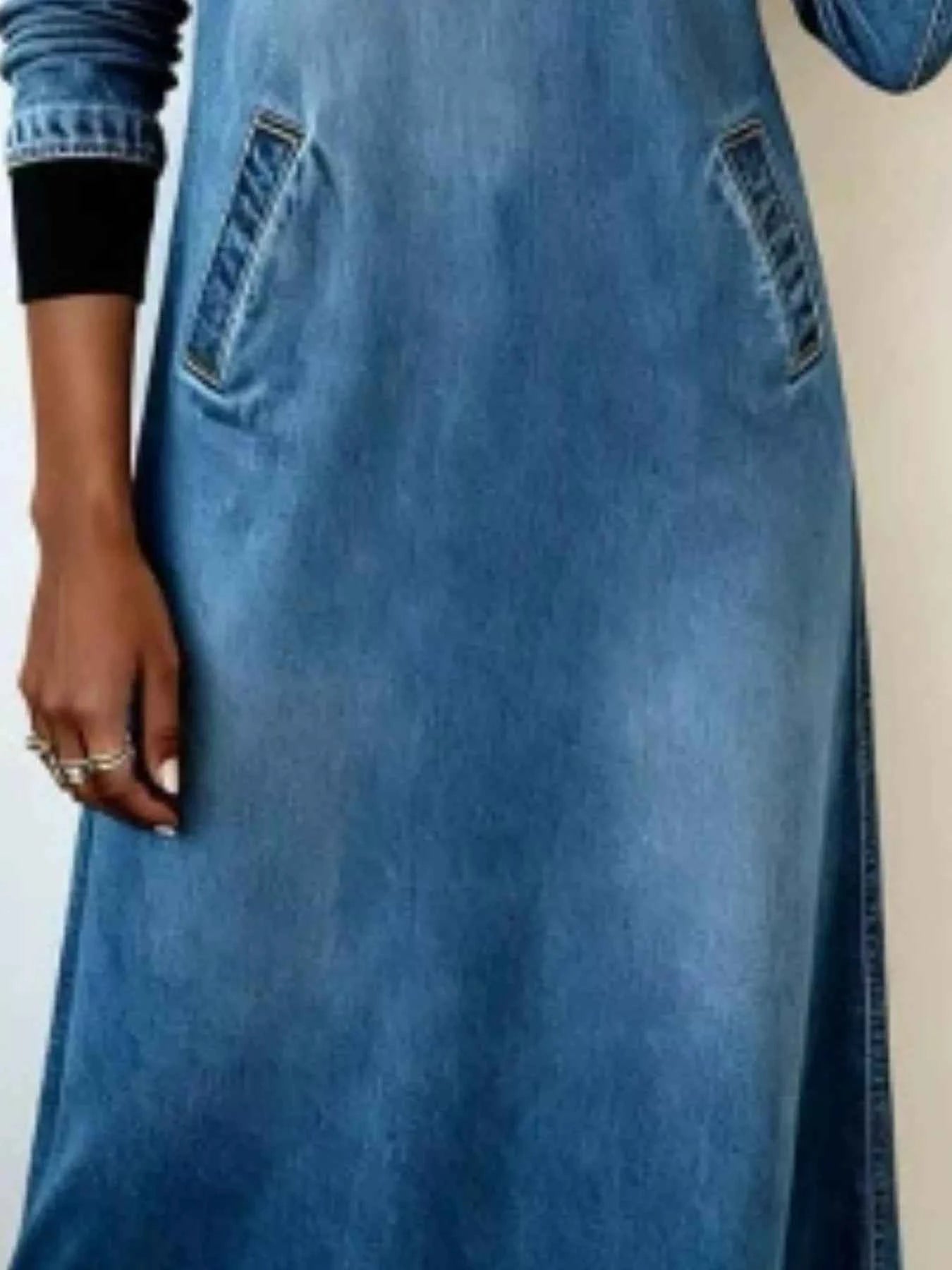 Full Size Contrast V-Neck Midi Dress Plus Size