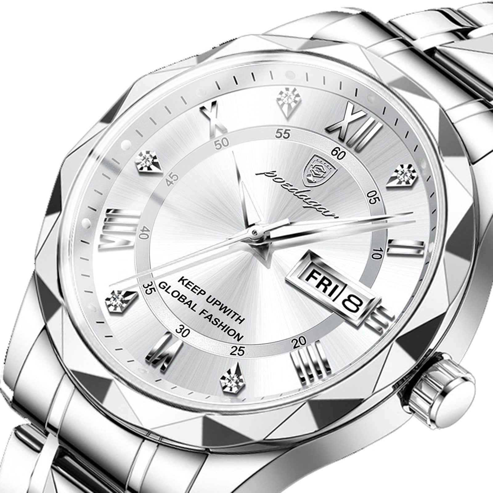 Mens Watch Leather Strap Quartz Movement