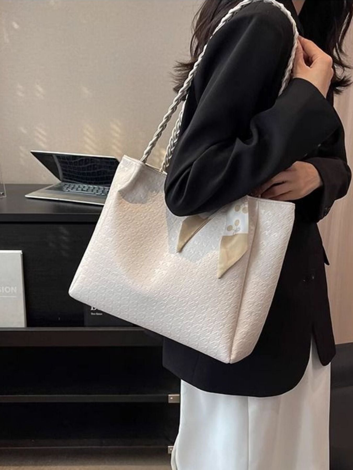 Braided Handle Tote Bag. Braided Handle Tote Bag