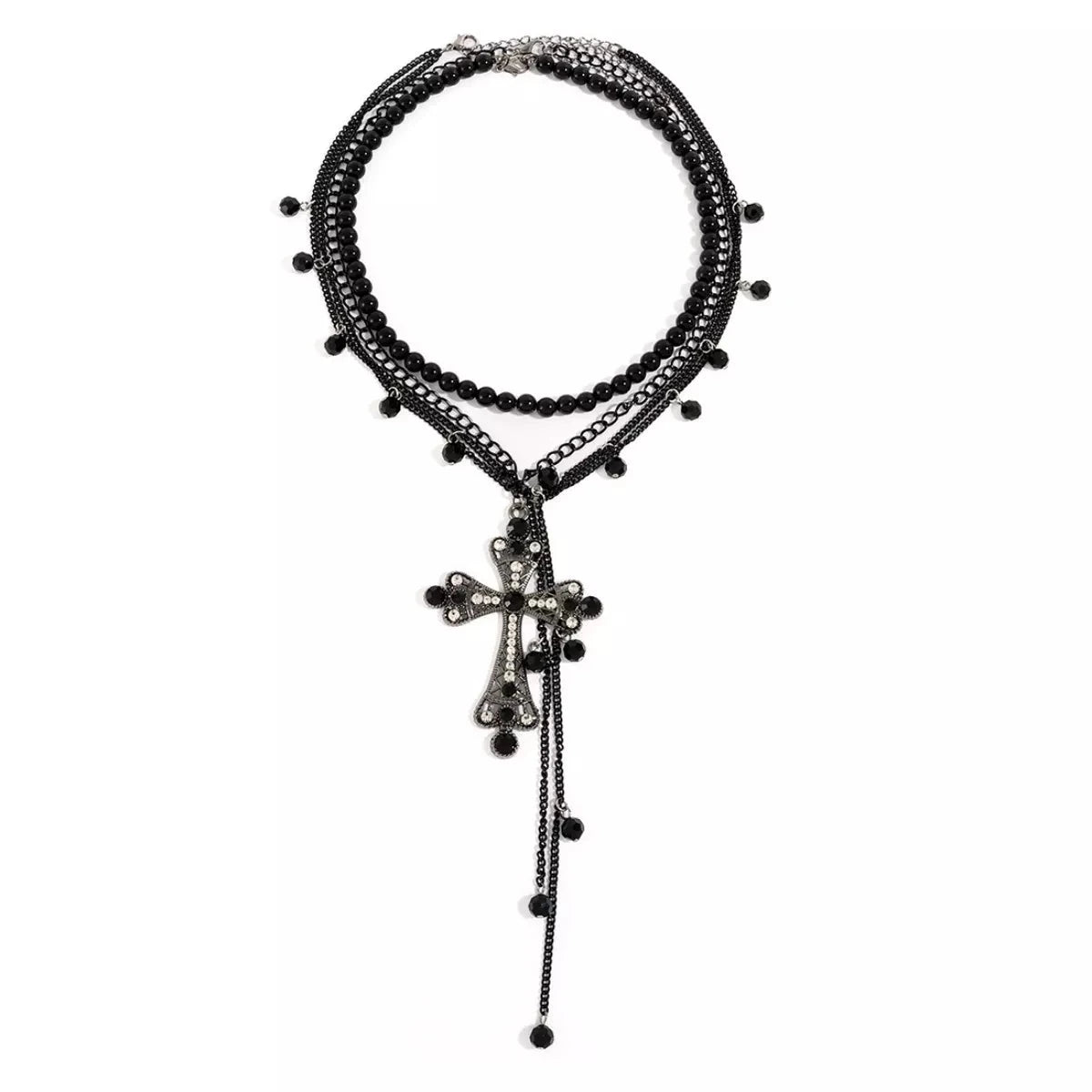 Pearl Cross Pendant Necklace 3 Piece Set