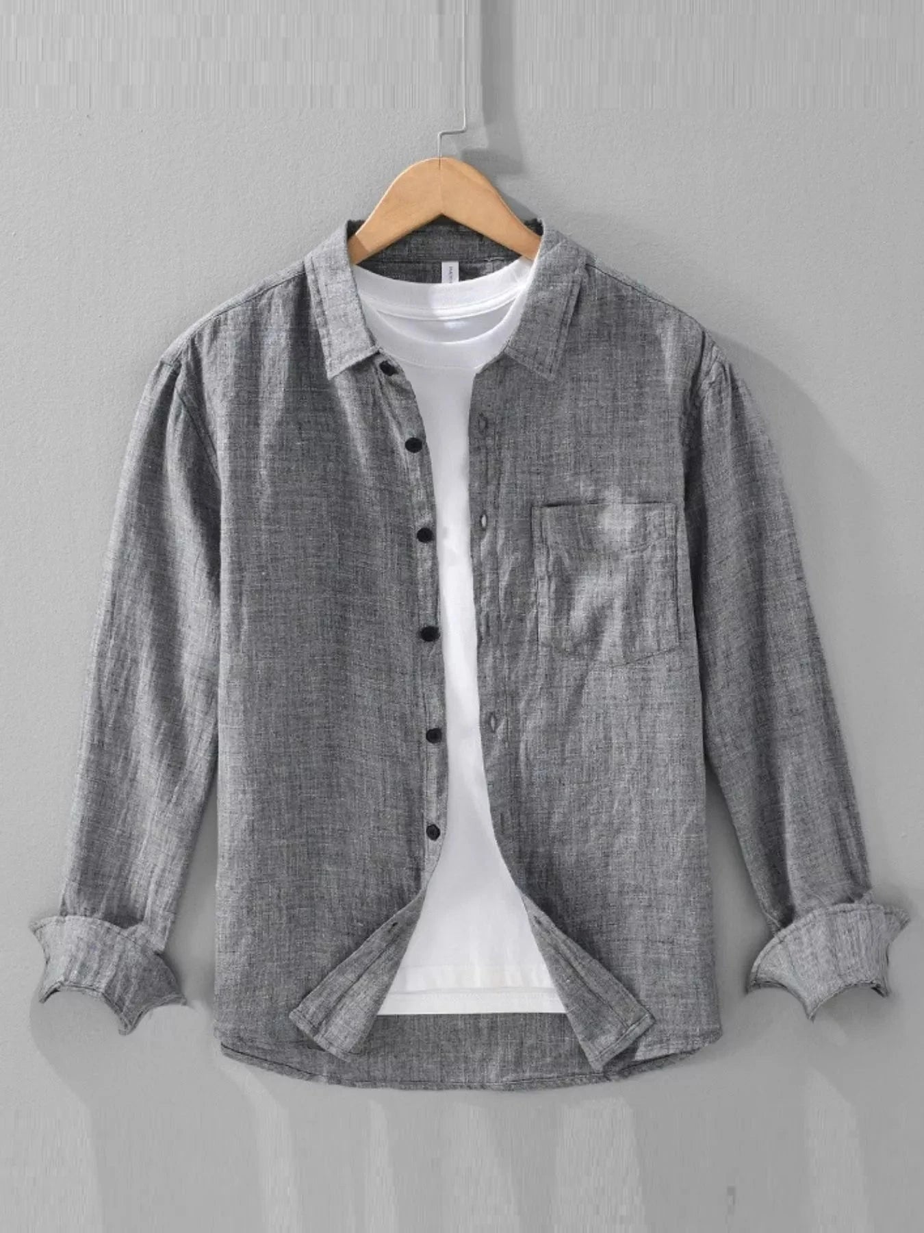 Men's Plus Size Button Up Long Sleeve Shirt