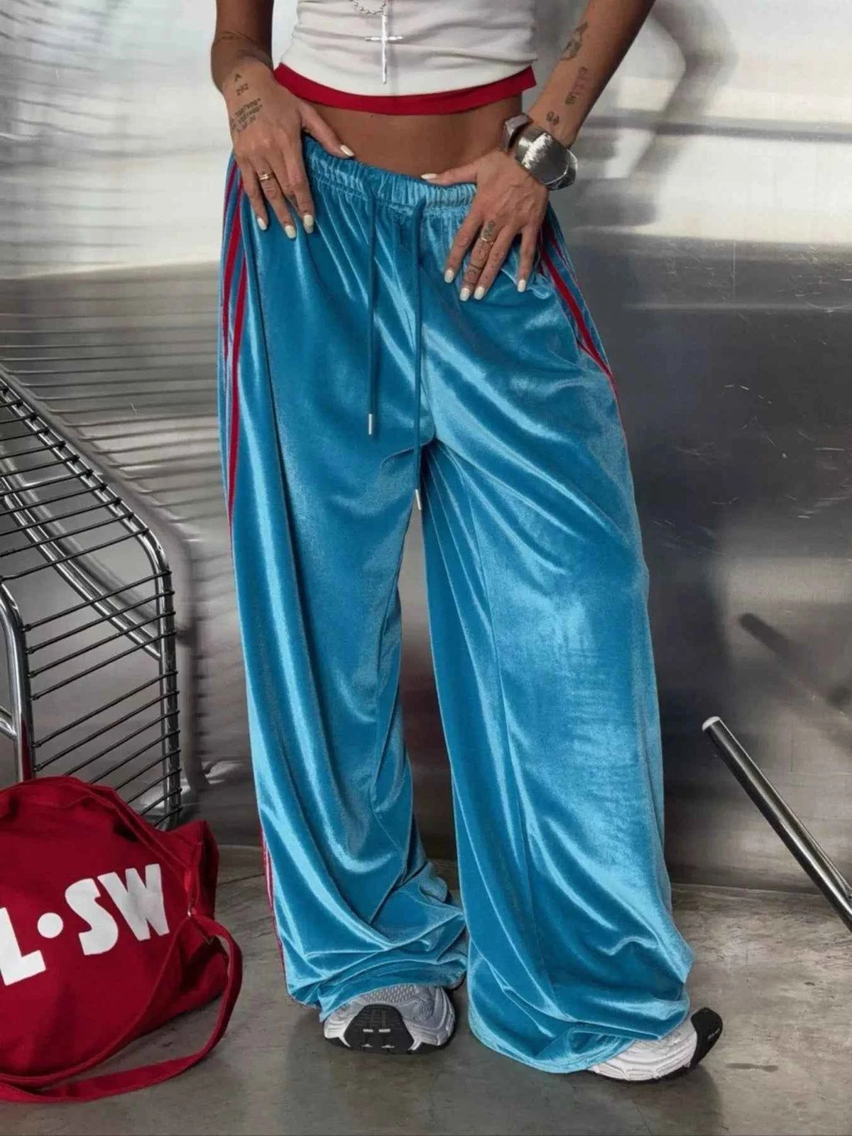 Velvet Wide-Leg Pants