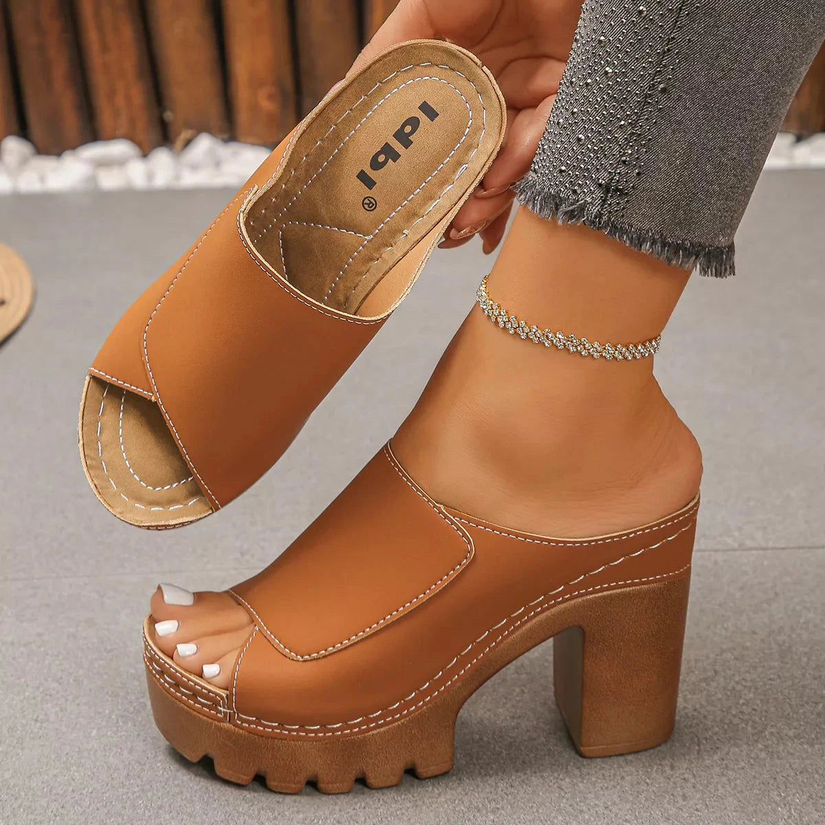 Open Toe Block Heels Sandals
