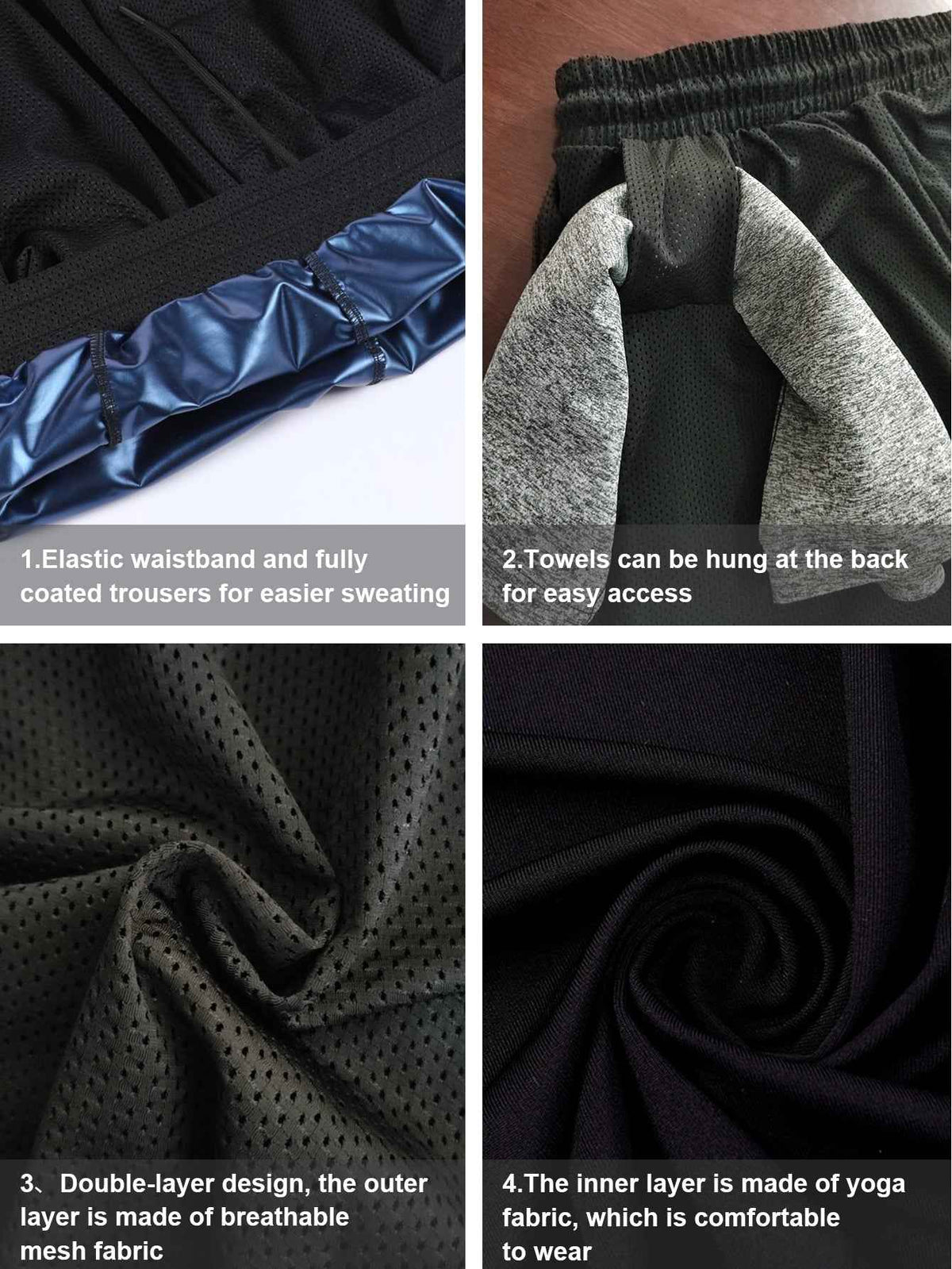 Men's 2-in-1 Sauna Sweat Shorts with Compression Liner