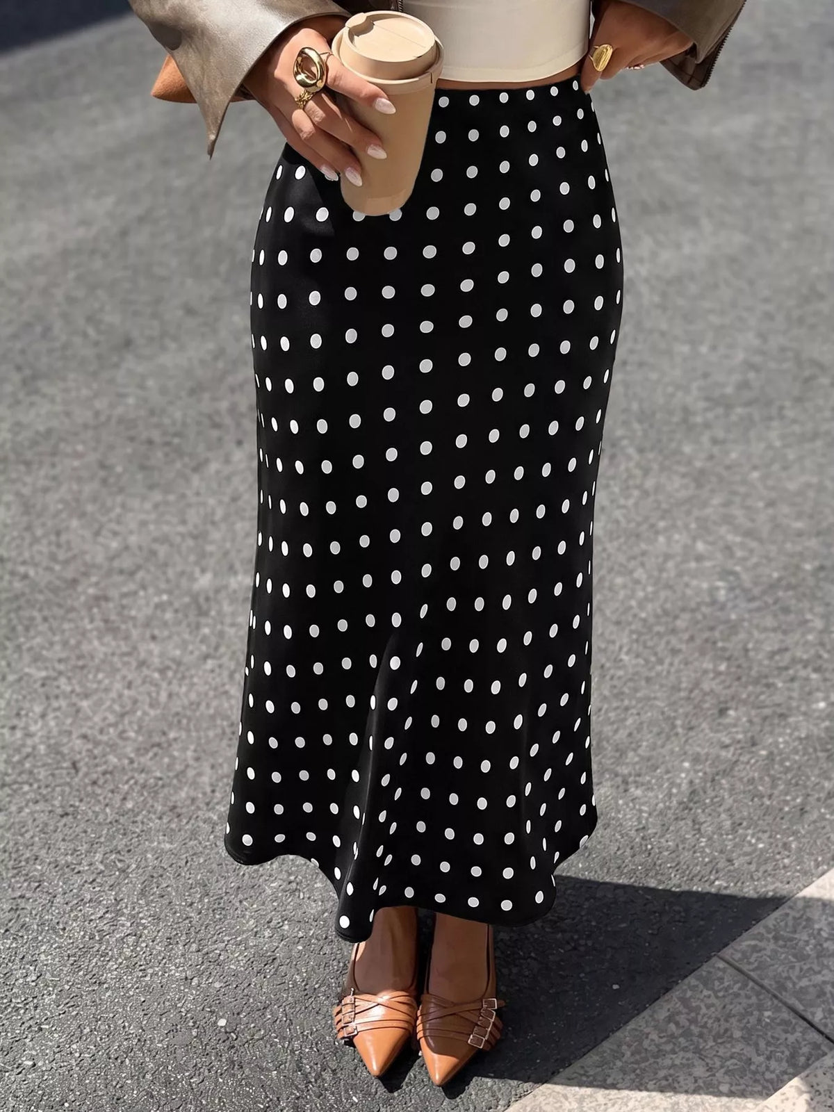 Polka Dot Midi Skirt. Polka Dot Midi Skirt