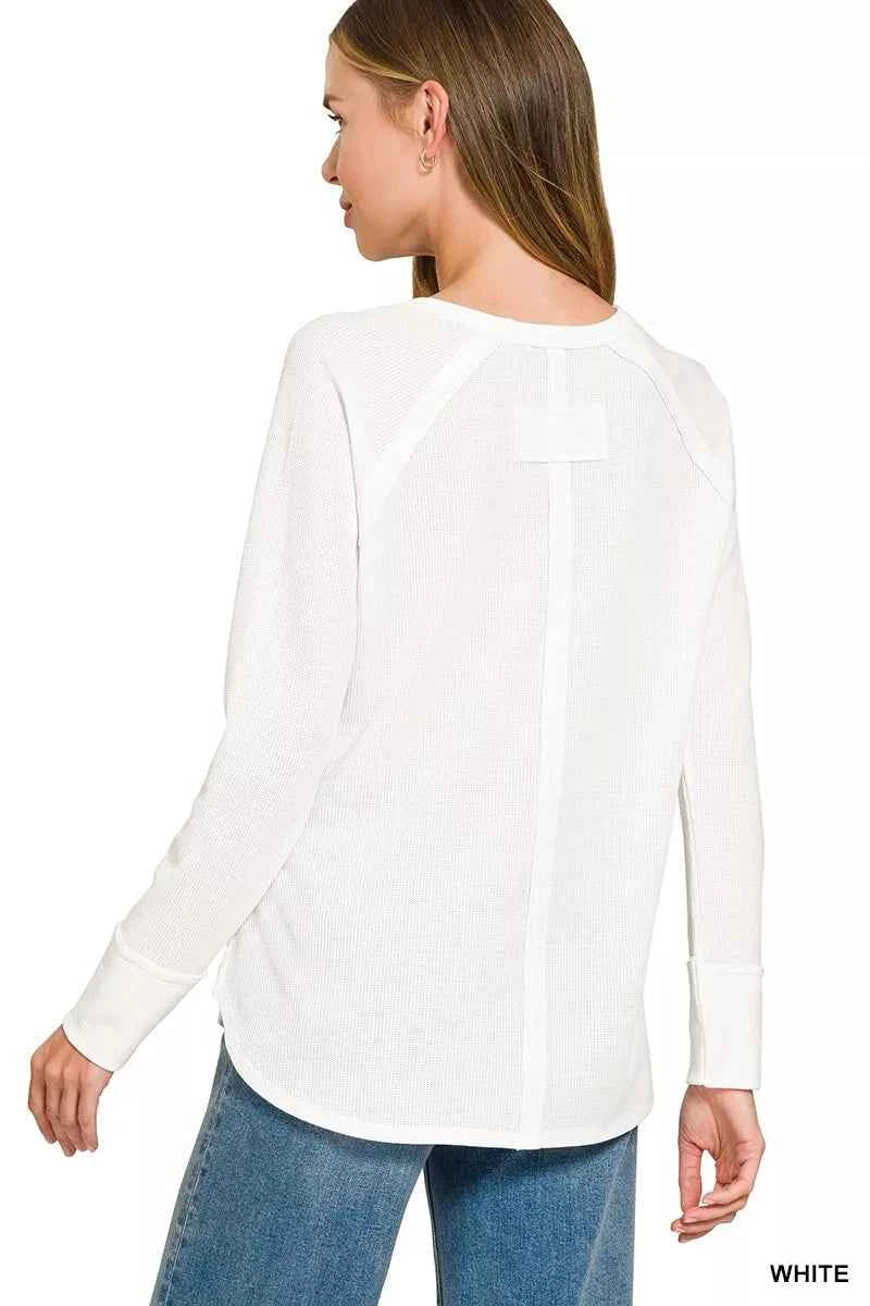 Zenana Baby Waffle Long Sleeve Top
