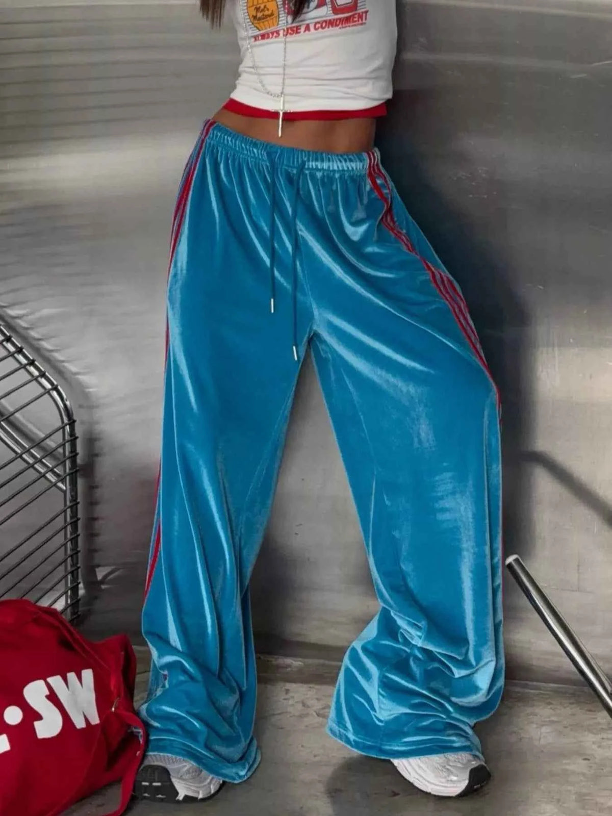 Velvet Wide-Leg Pants