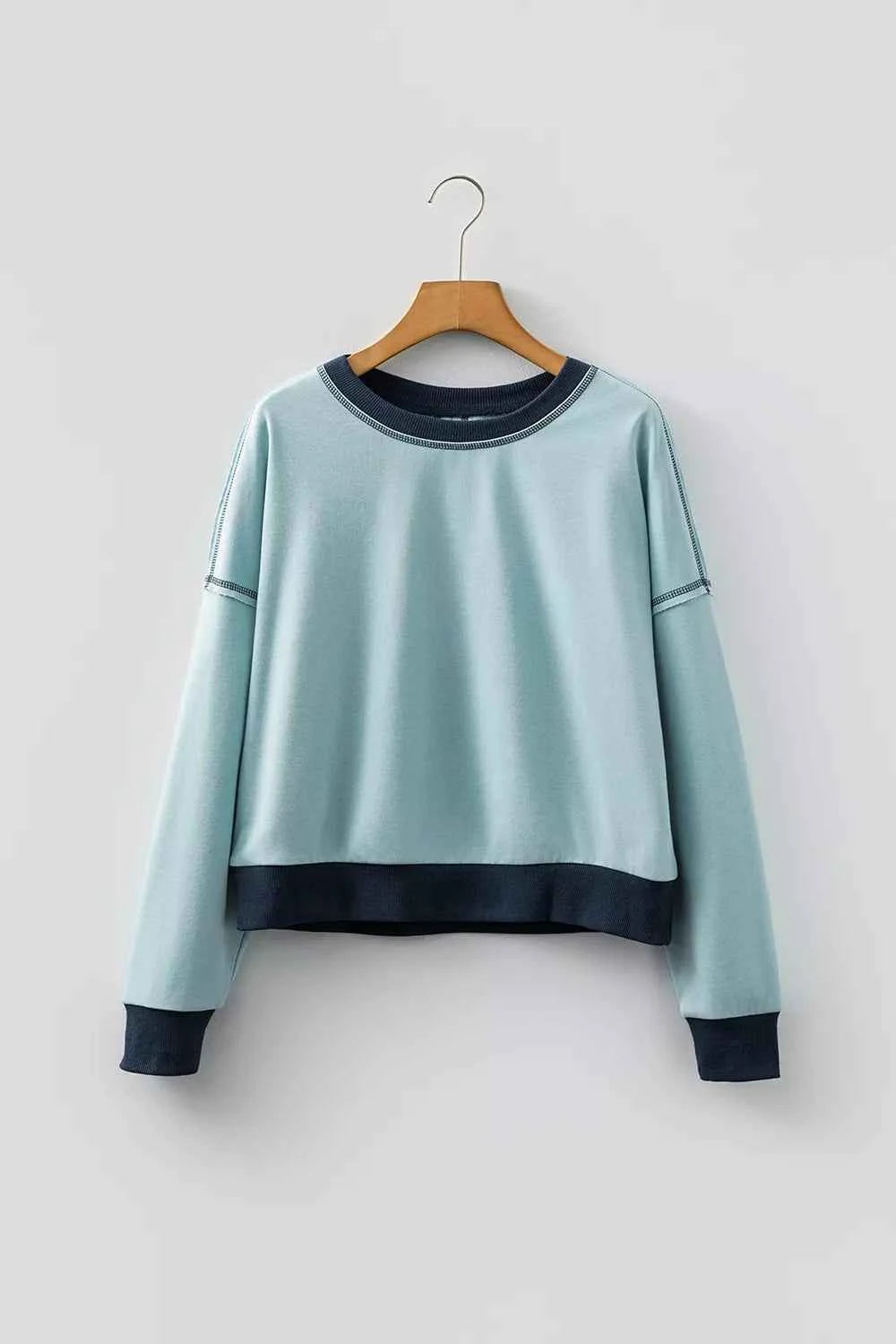 Contrast Edge Colorblock Patchwork Crop Sweatshirt