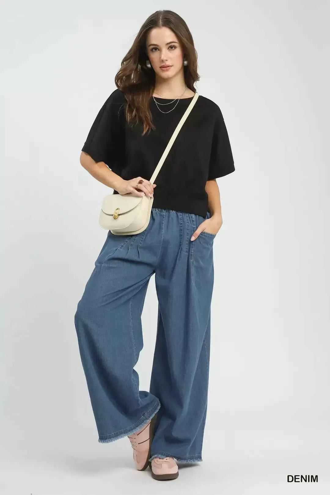 Umgee Stone Washed Wide Leg Pants