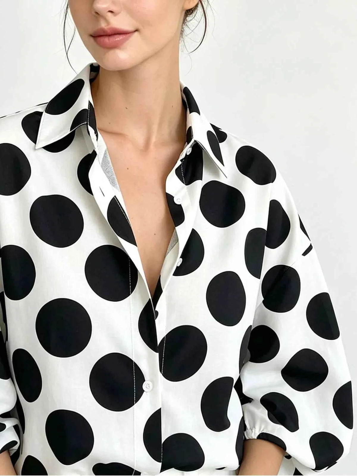 Polka Dot Puff Sleeve Shirt