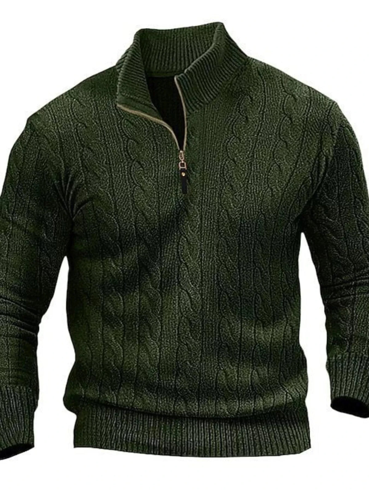 Men's Full Size Cable Knit Half-Zip Sweater Plus Size