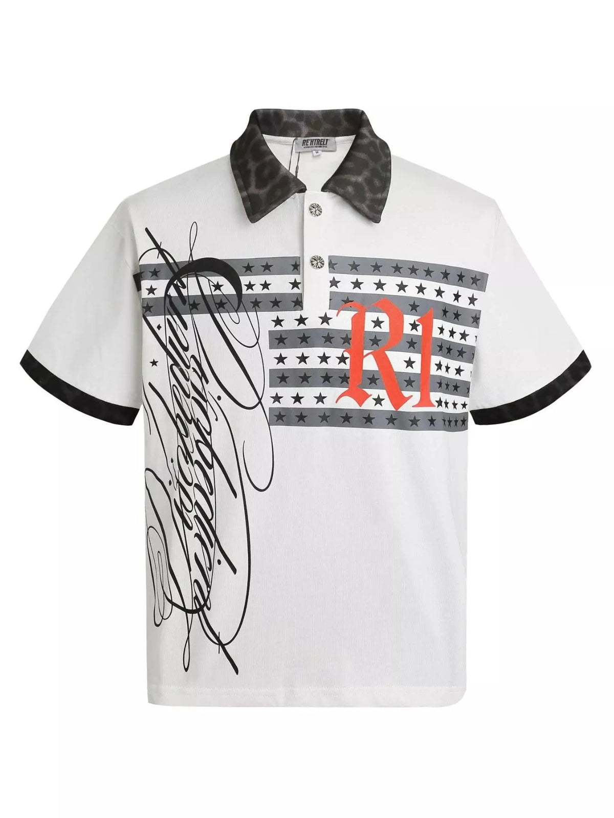 Men's Graphic Leopard Collar Short Sleeve Polo