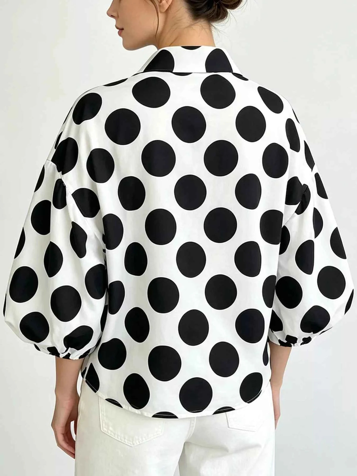 Polka Dot Puff Sleeve Shirt