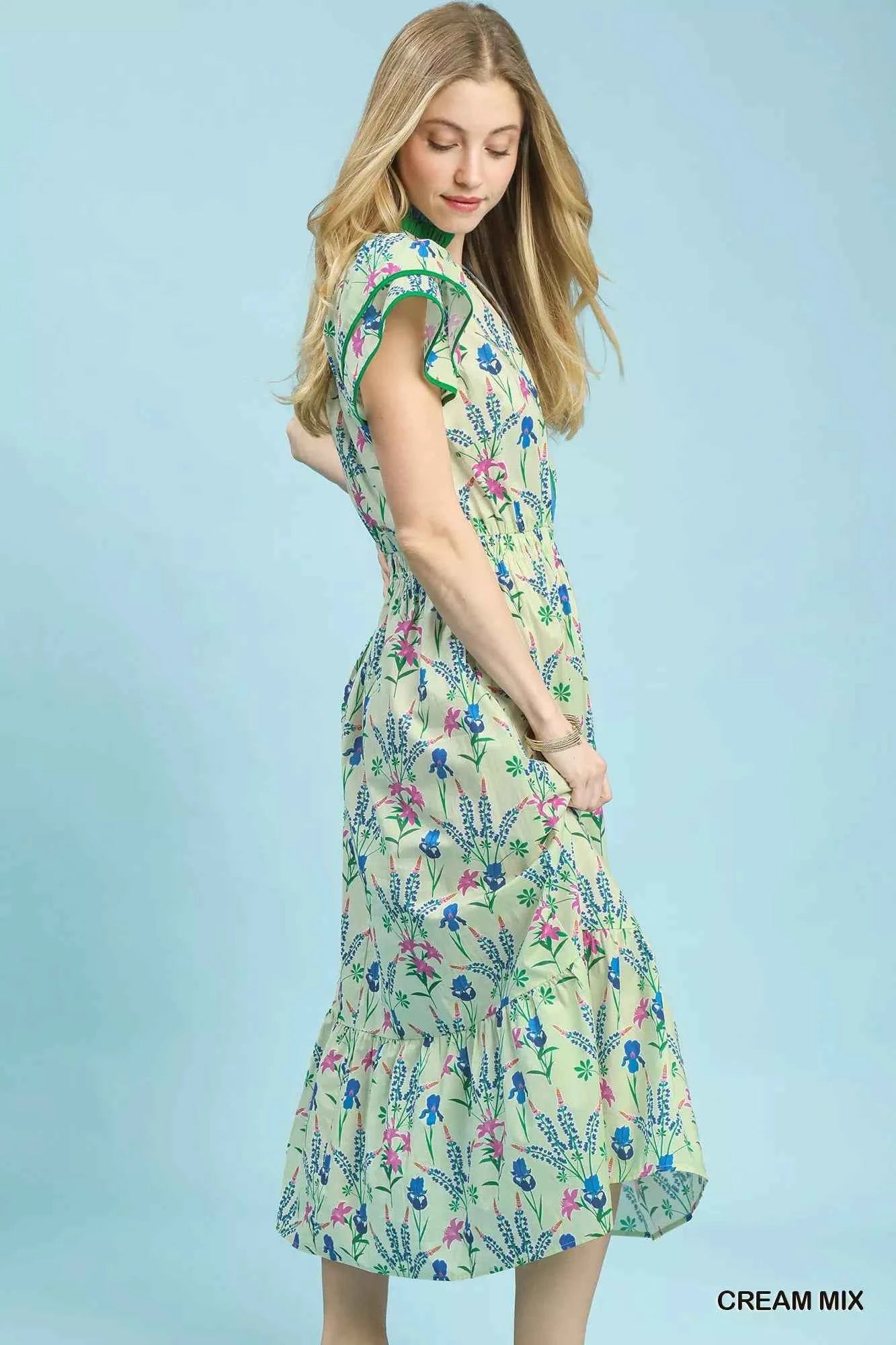 Umgee Mix Floral Midi Dress