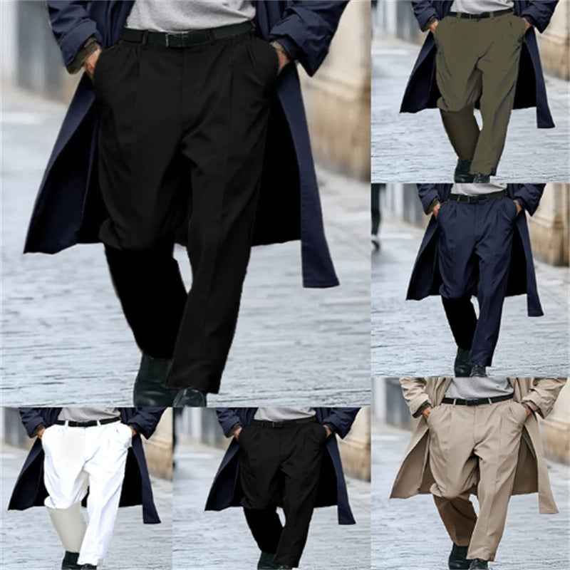 Men's Straight-Leg Formal Suit Trousers
