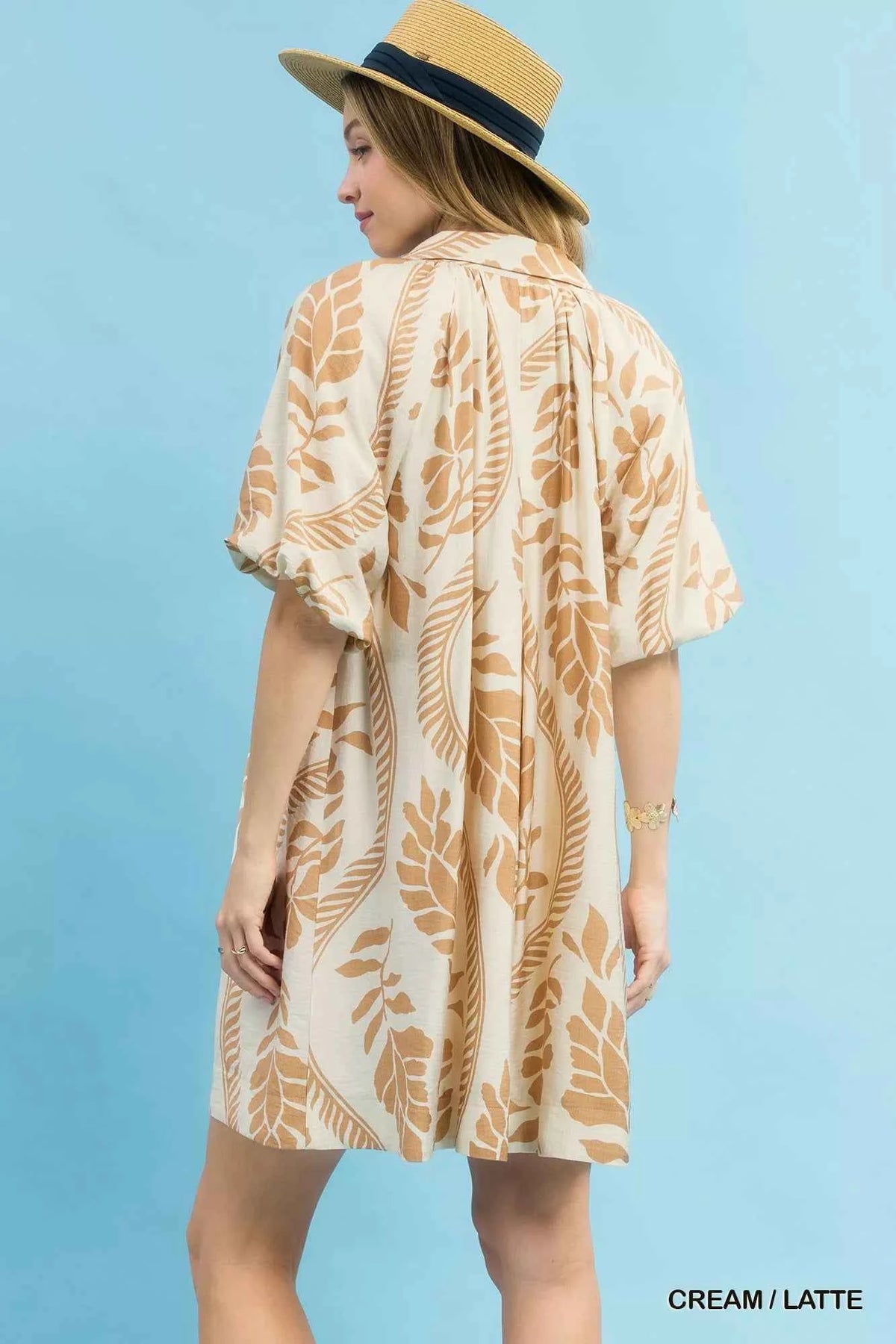 Umgee Leafy Ogee Print Mini Dress