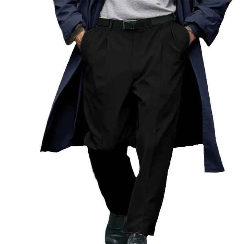 Men's Straight-Leg Formal Suit Trousers