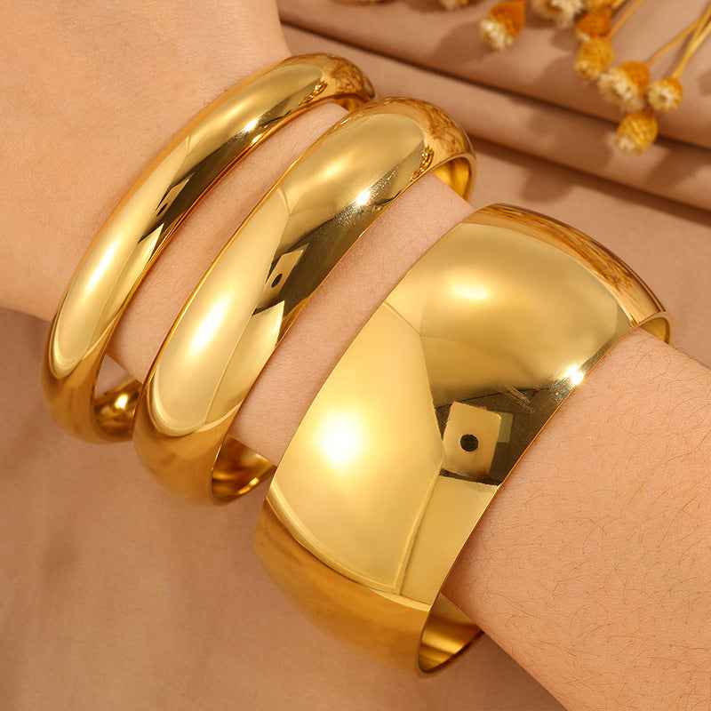 Titanium Steel Round Bangle Bracelet