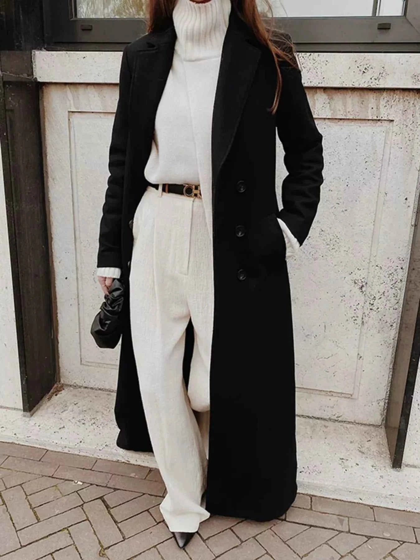 Double-Breasted Longline Overcoat