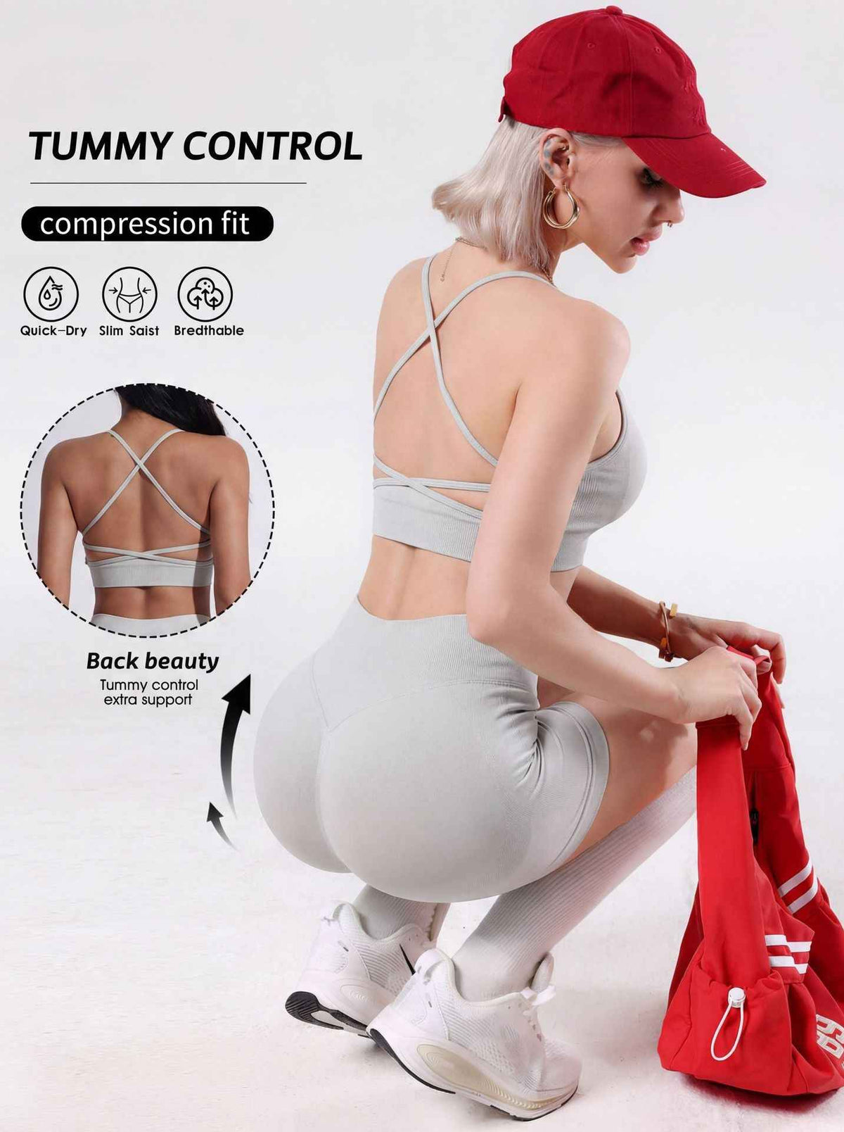 Strappy Camisole And Tummy-control Butt-lifting Shorts Set