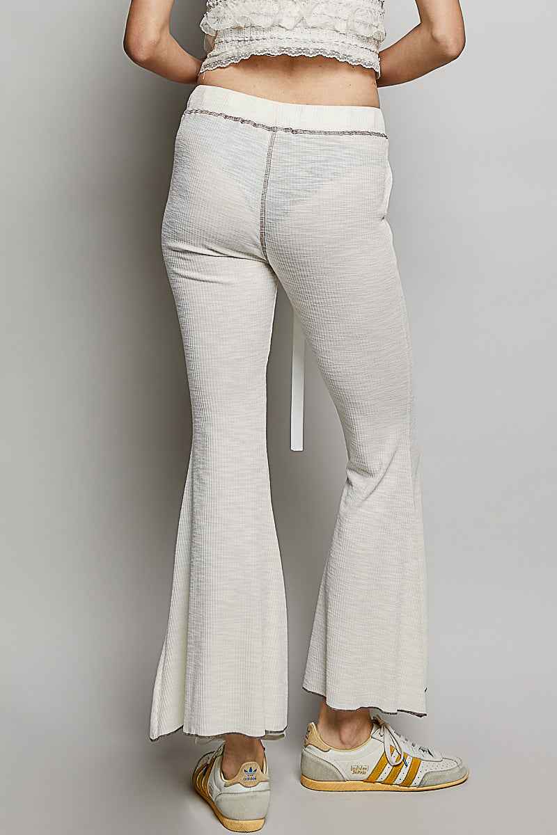 POL Drawstring Textured Ribbed Knit Pants