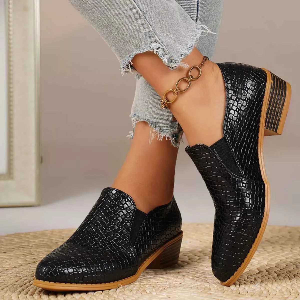 Point Toe Block Heels Loafers