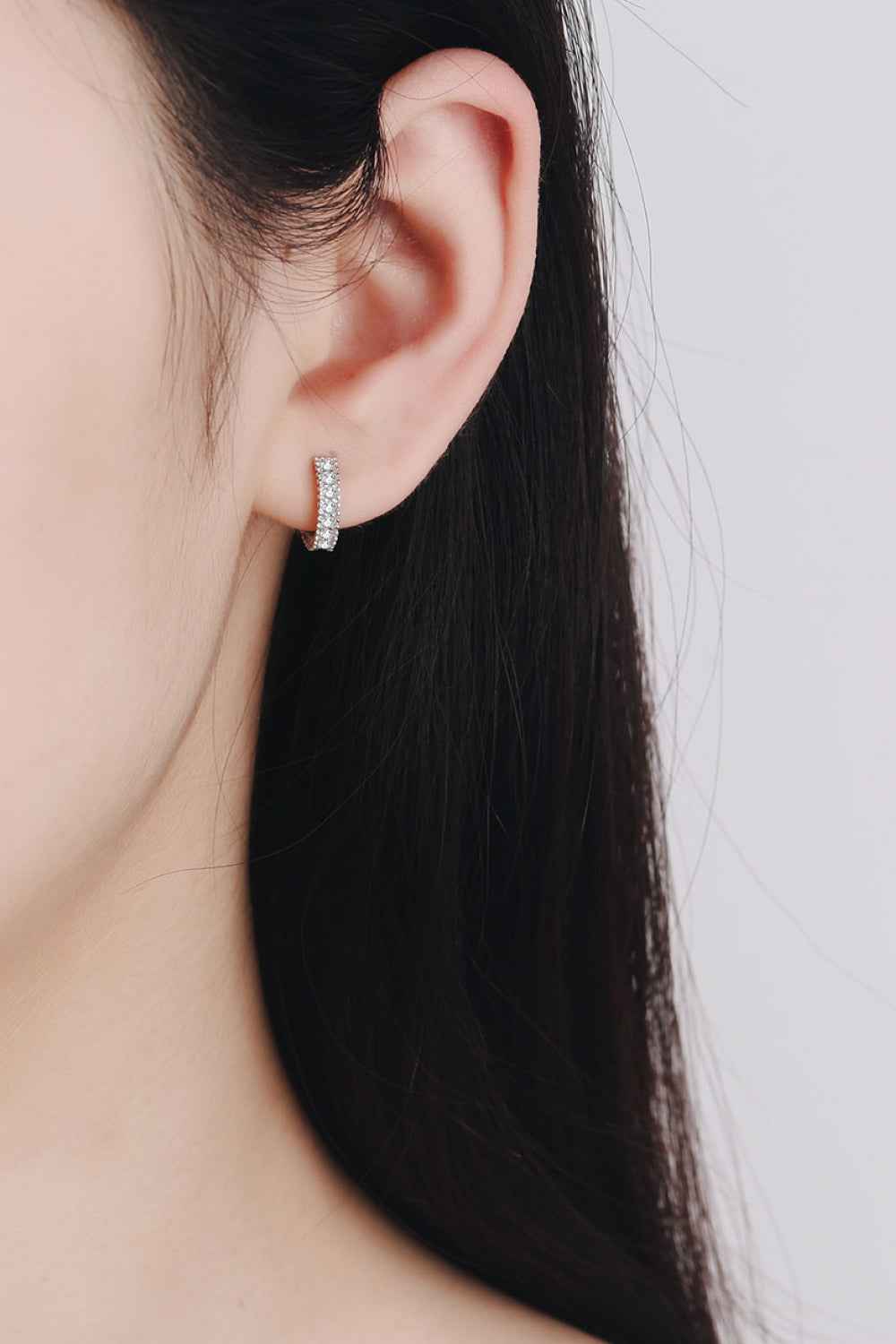 925 Silver Moissanite Huggie Earrings