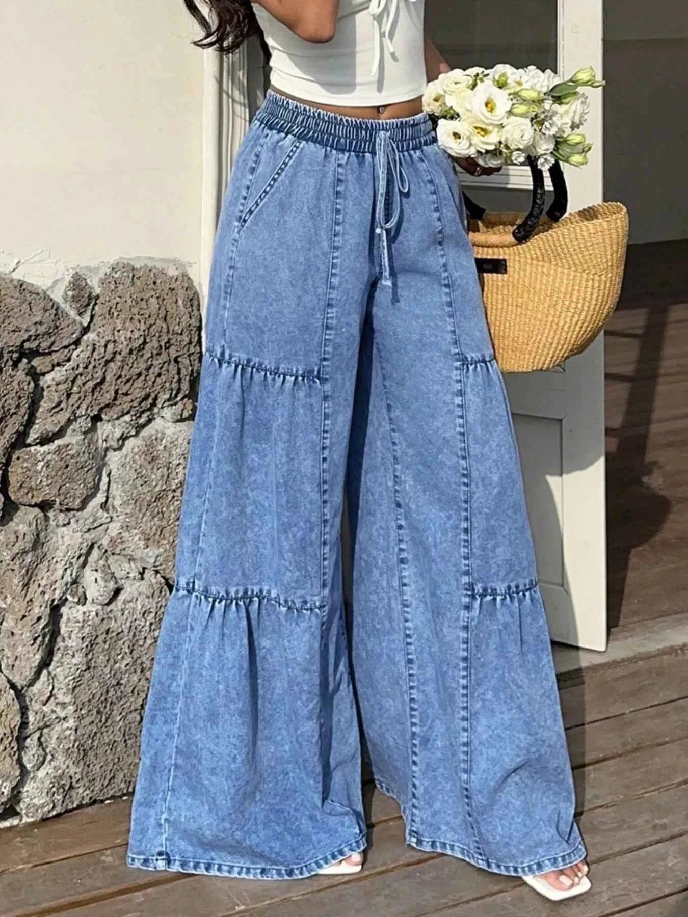 Wide Leg Tiered Jeans