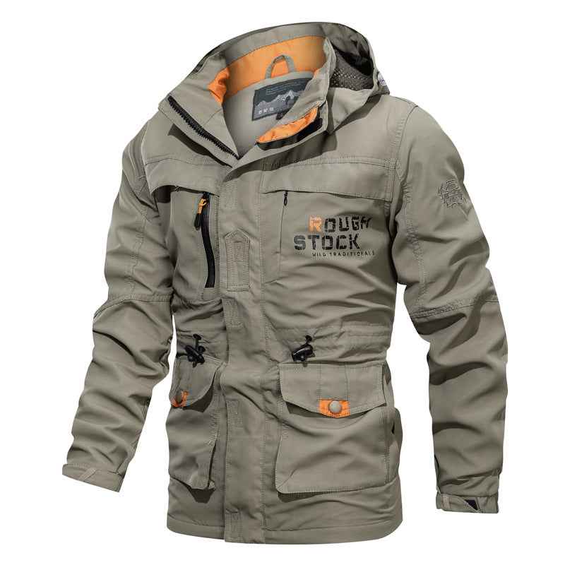 Men's Medium To Long Casual Outdoor Hooded Plus Size Jacket