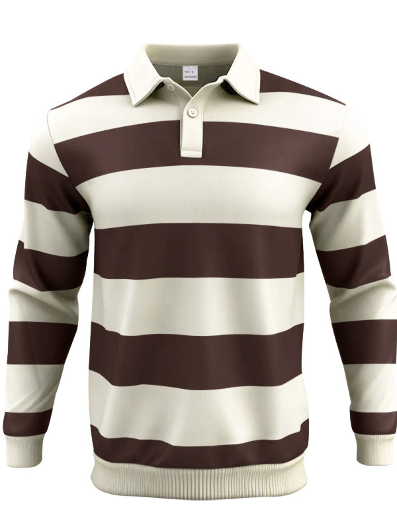 Men's Full Size Classic Striped Long-Sleeve Polo Plus Size