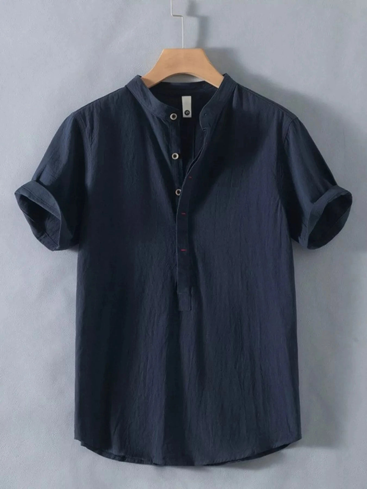 Men's Plus Size Button Detail Short Sleeve Shirt