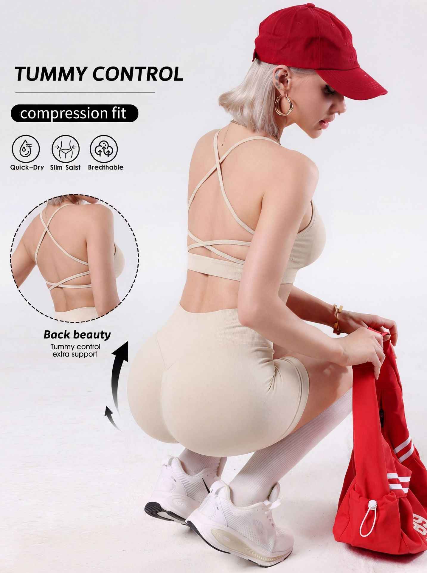 Strappy Camisole And Tummy-control Butt-lifting Shorts Set