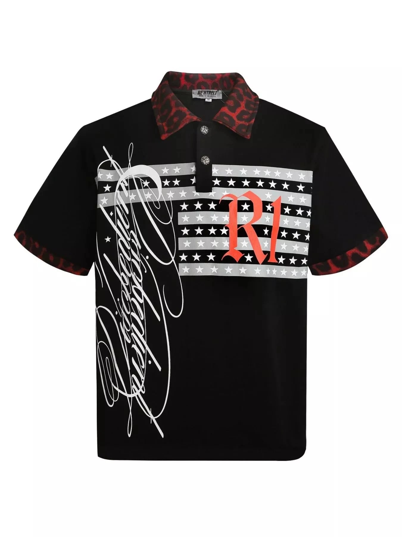 Men's Graphic Leopard Collar Short Sleeve Polo