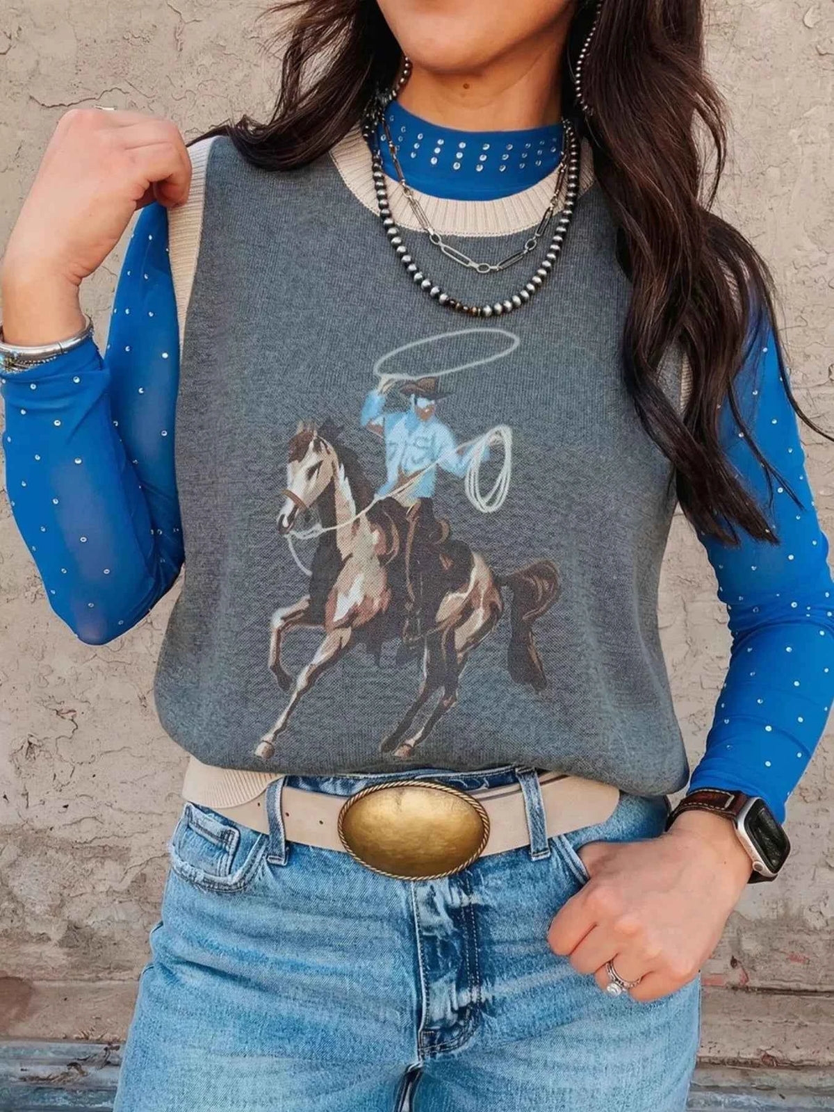 Western Graphic Knit Vest