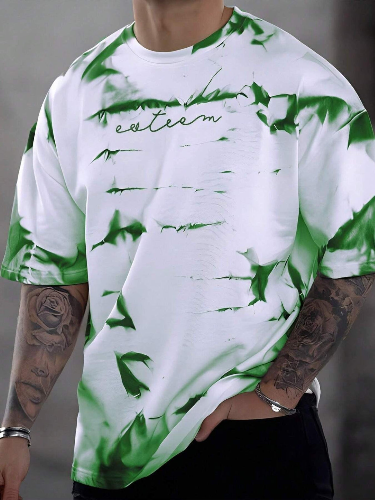 Men's Full Size Tie-Dye Round Neck T-Shirt Plus Size