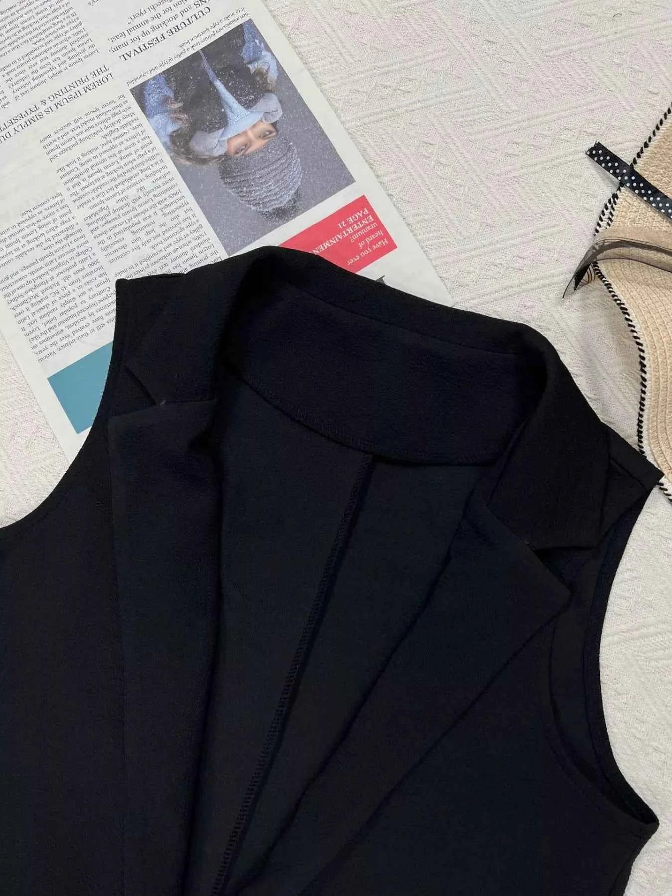 Sleeveless Notch Collar Longline Vest Coat