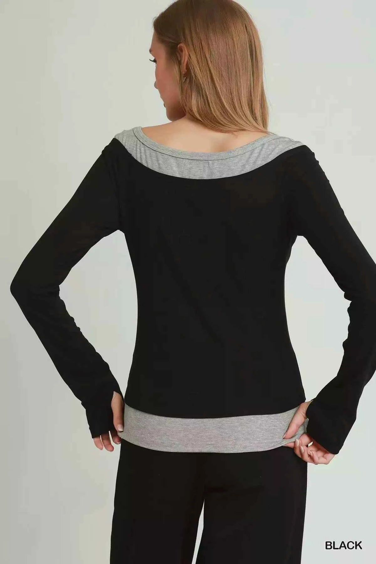 Umgee Layered Twofer Long Sleeve Top