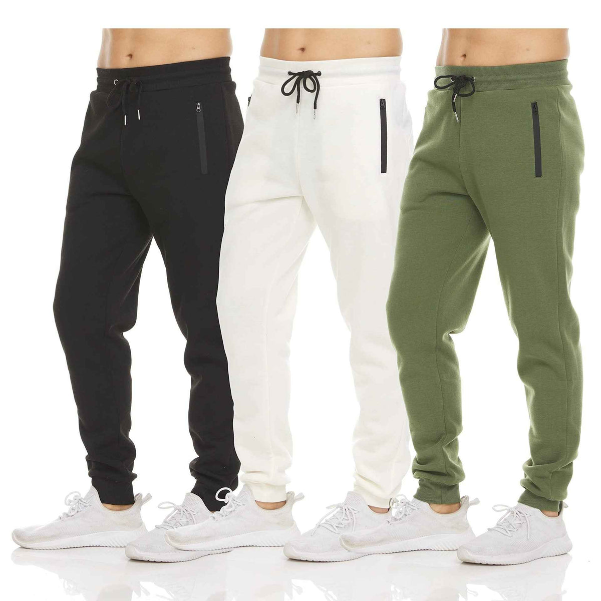 Men's Slim-Fit Fleece Sweatpants with Zip Ankle Cuffs