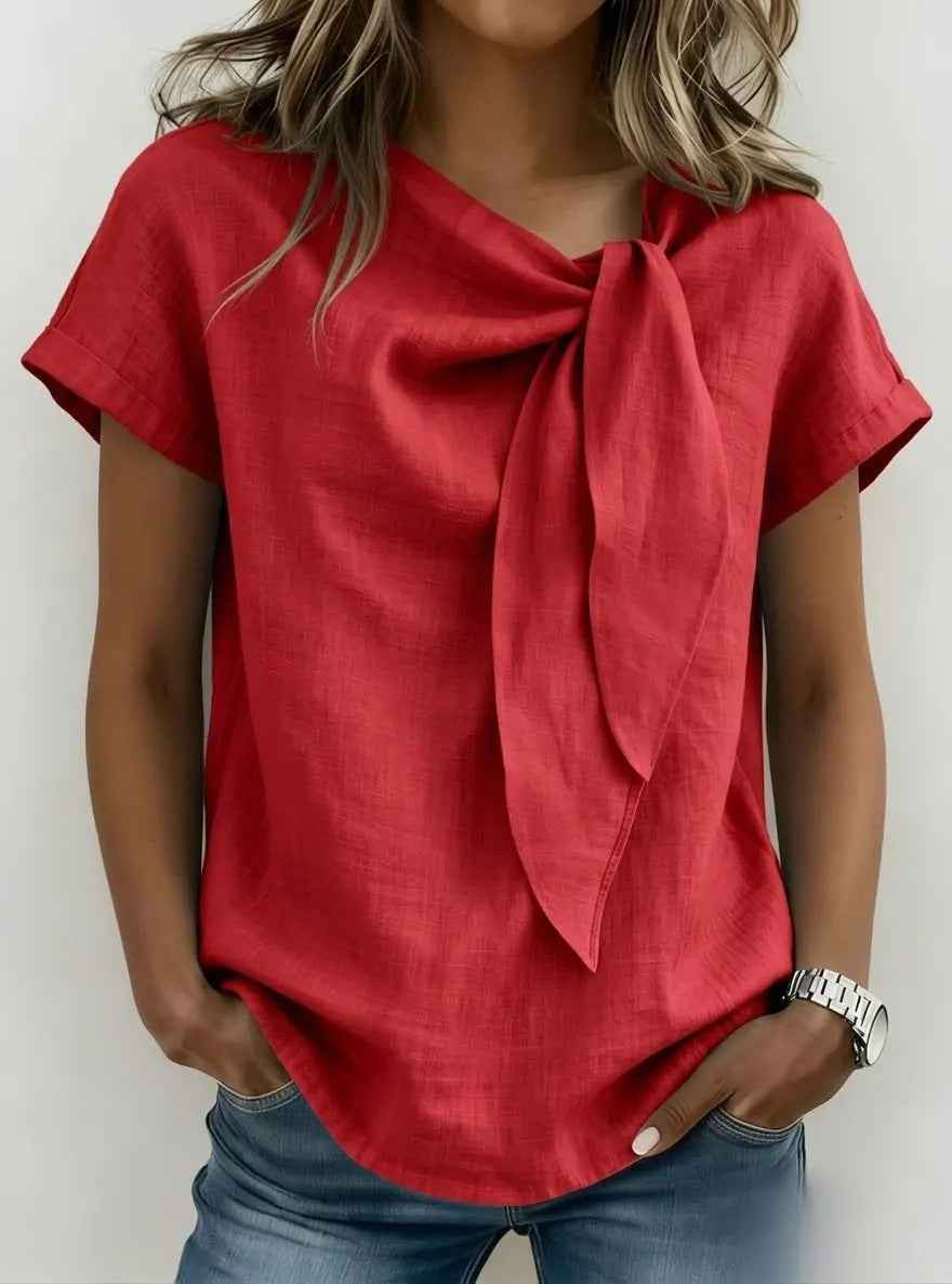 Women's Summer Short Sleeve Casual T-Shirt - Cotton Blend Lightweight Everyday Top For Daily Wear
