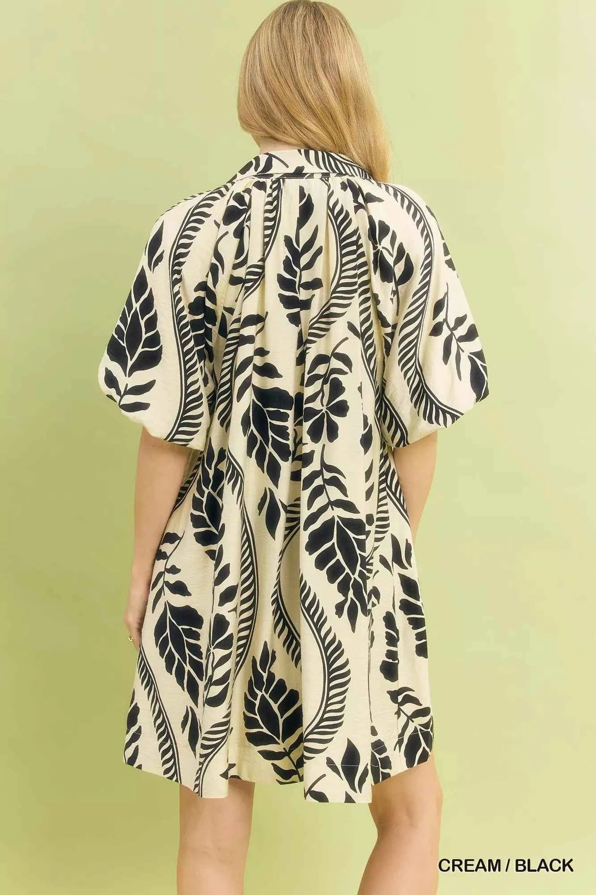 Umgee Leafy Ogee Print Mini Dress