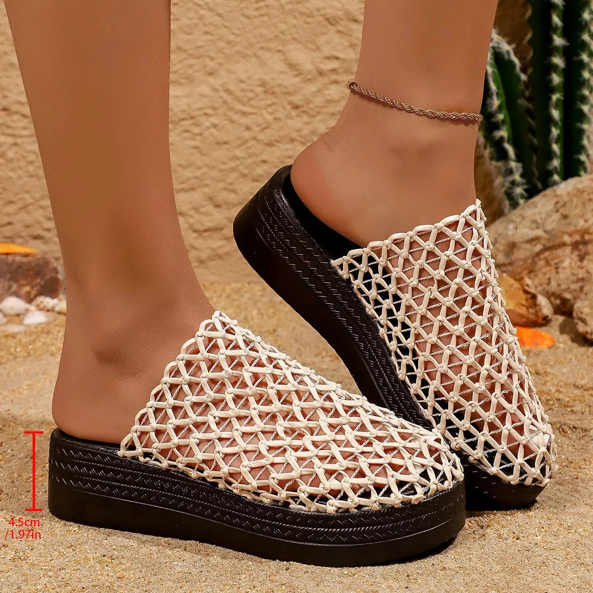 Woven Design Platform Sandals