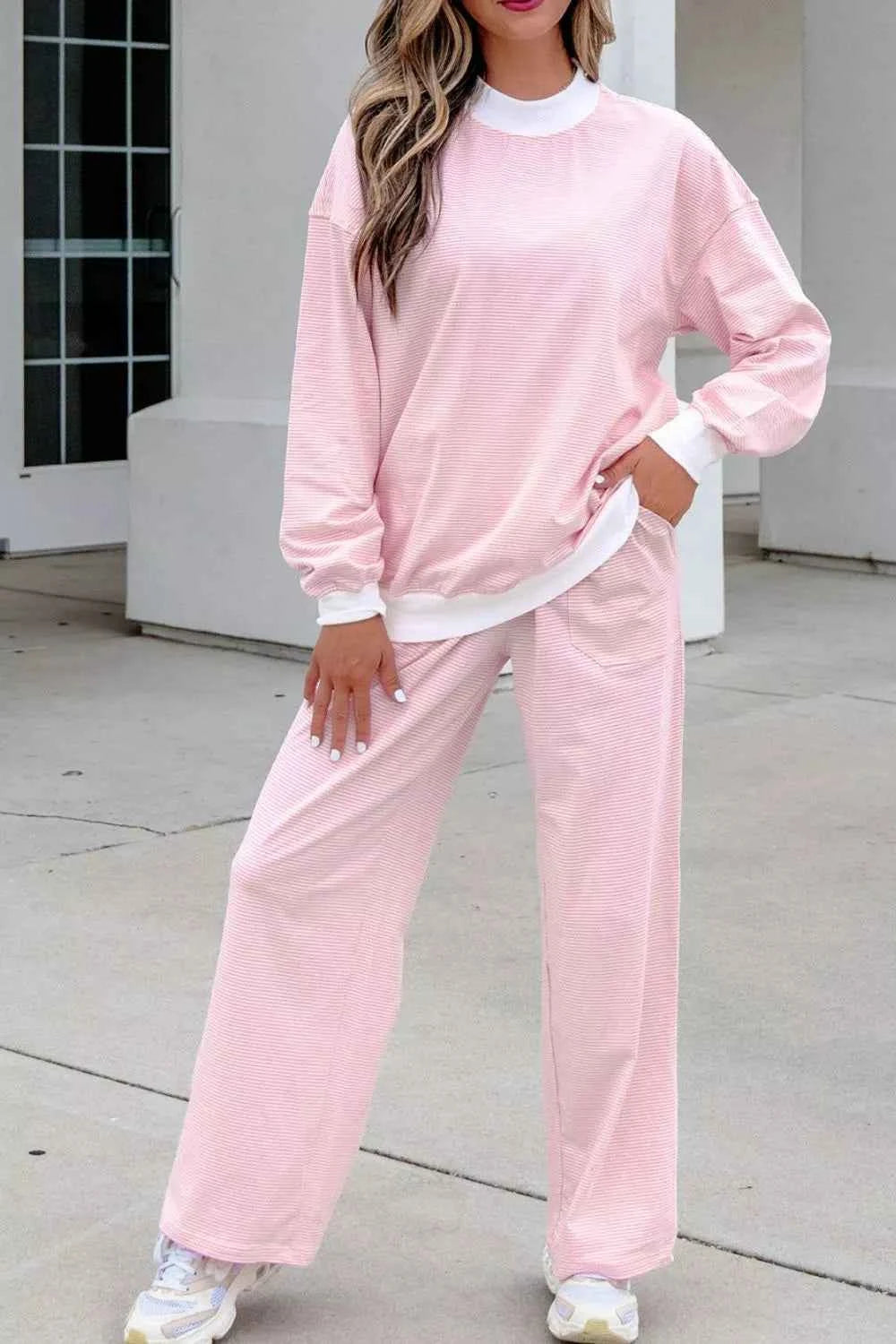 Striped Long Sleeve Top and Pants Set