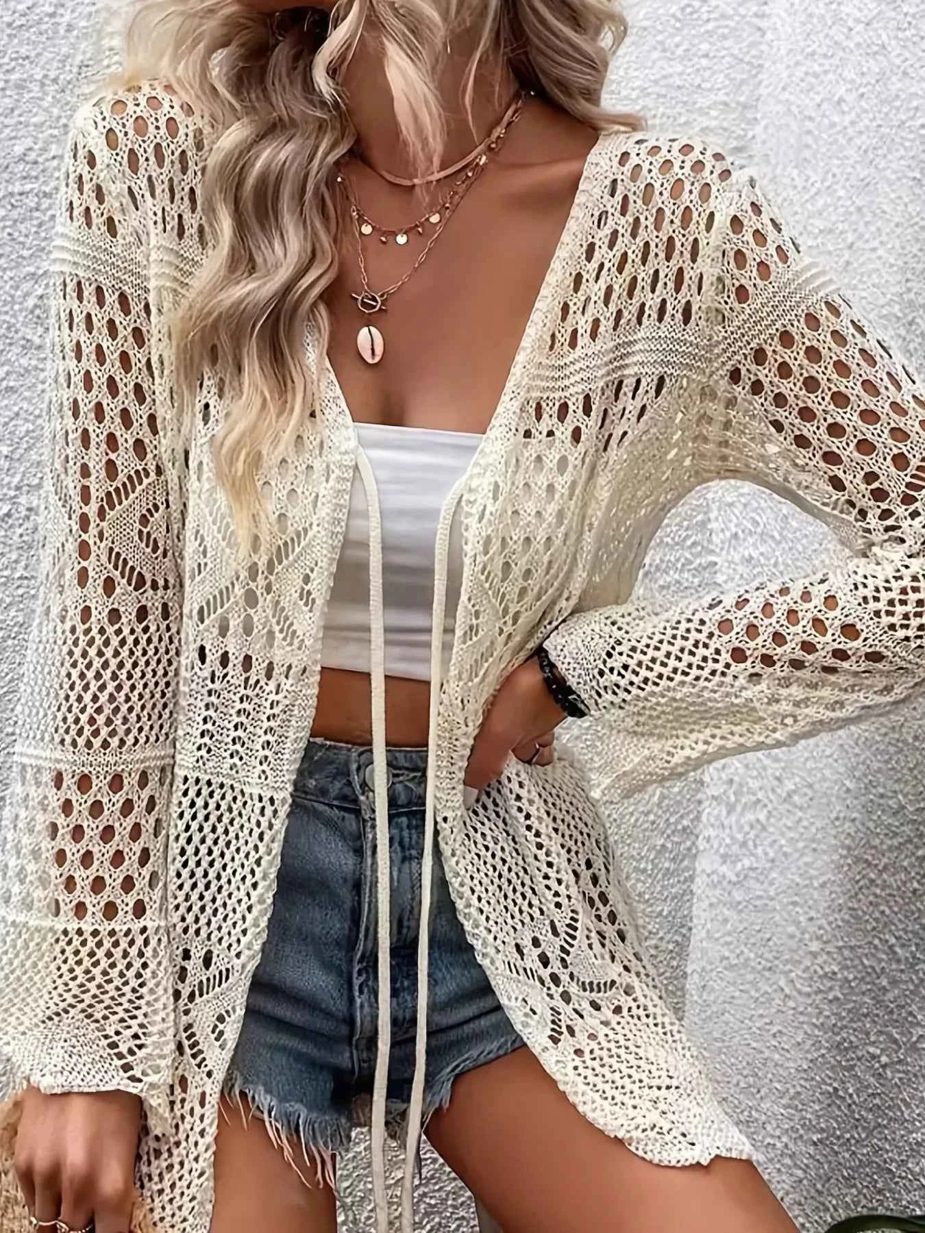 Crochet Tie Front Cardigan