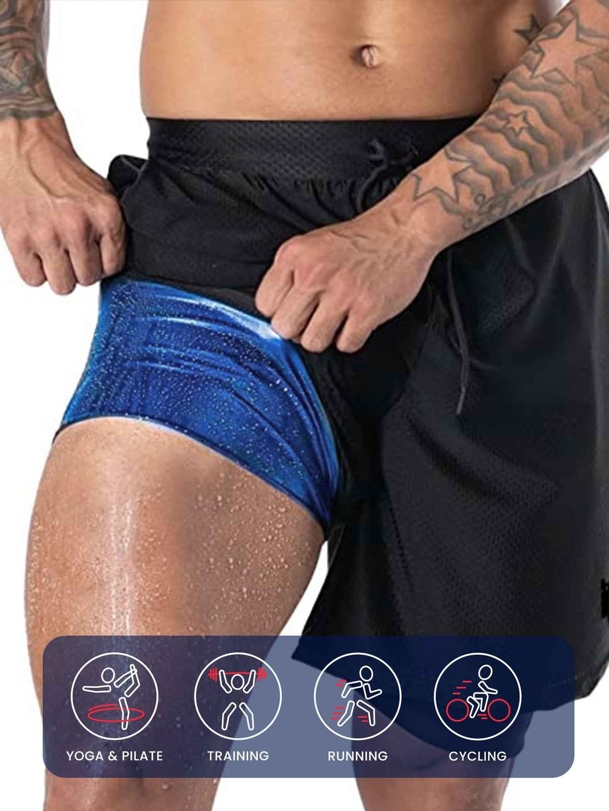 Men's 2-in-1 Sauna Sweat Shorts with Compression Liner