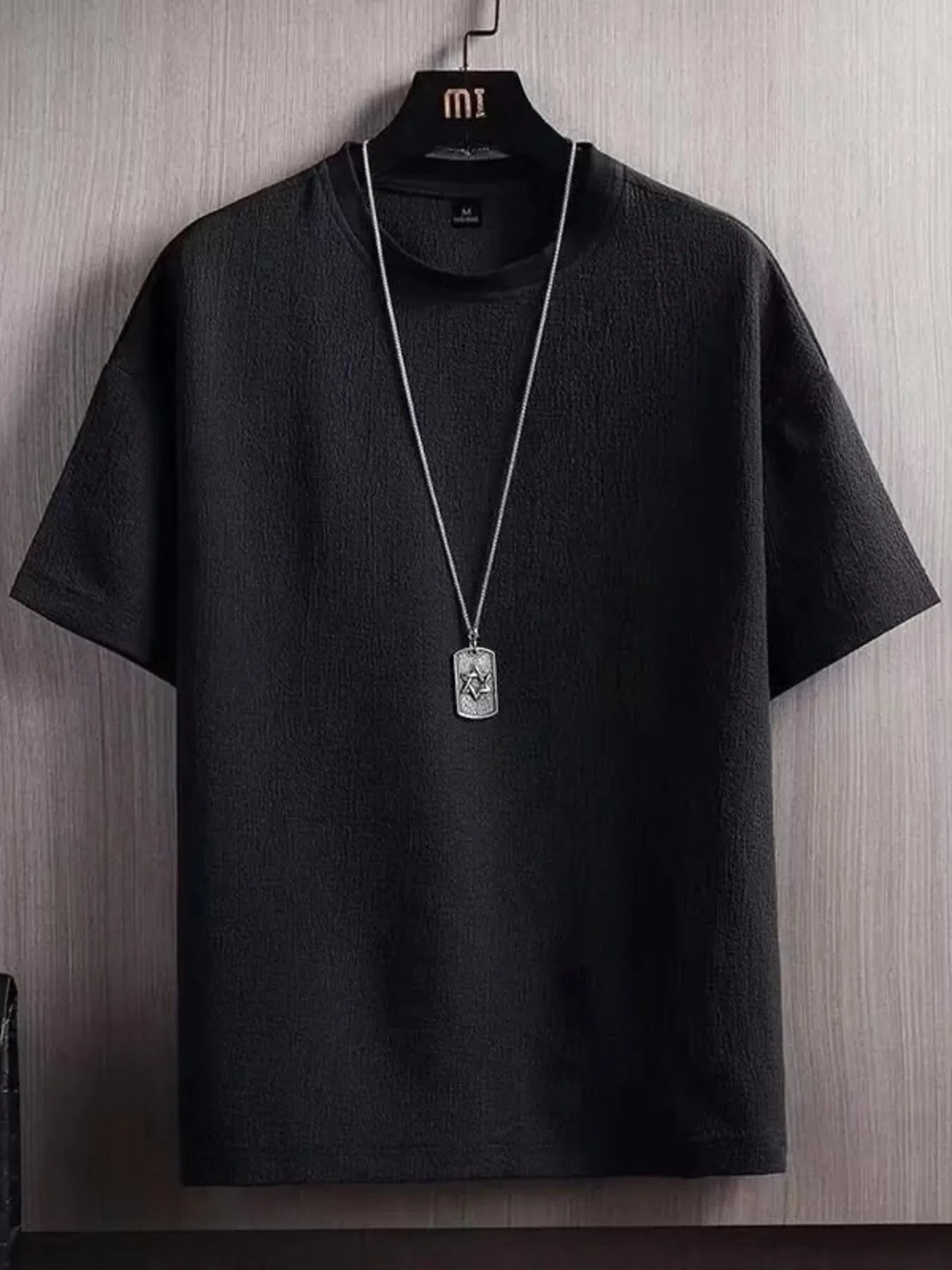 Men's Plus Size Textured Round Neck T-Shirt